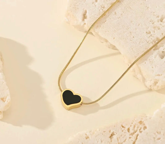 Black Heart Gold Necklace