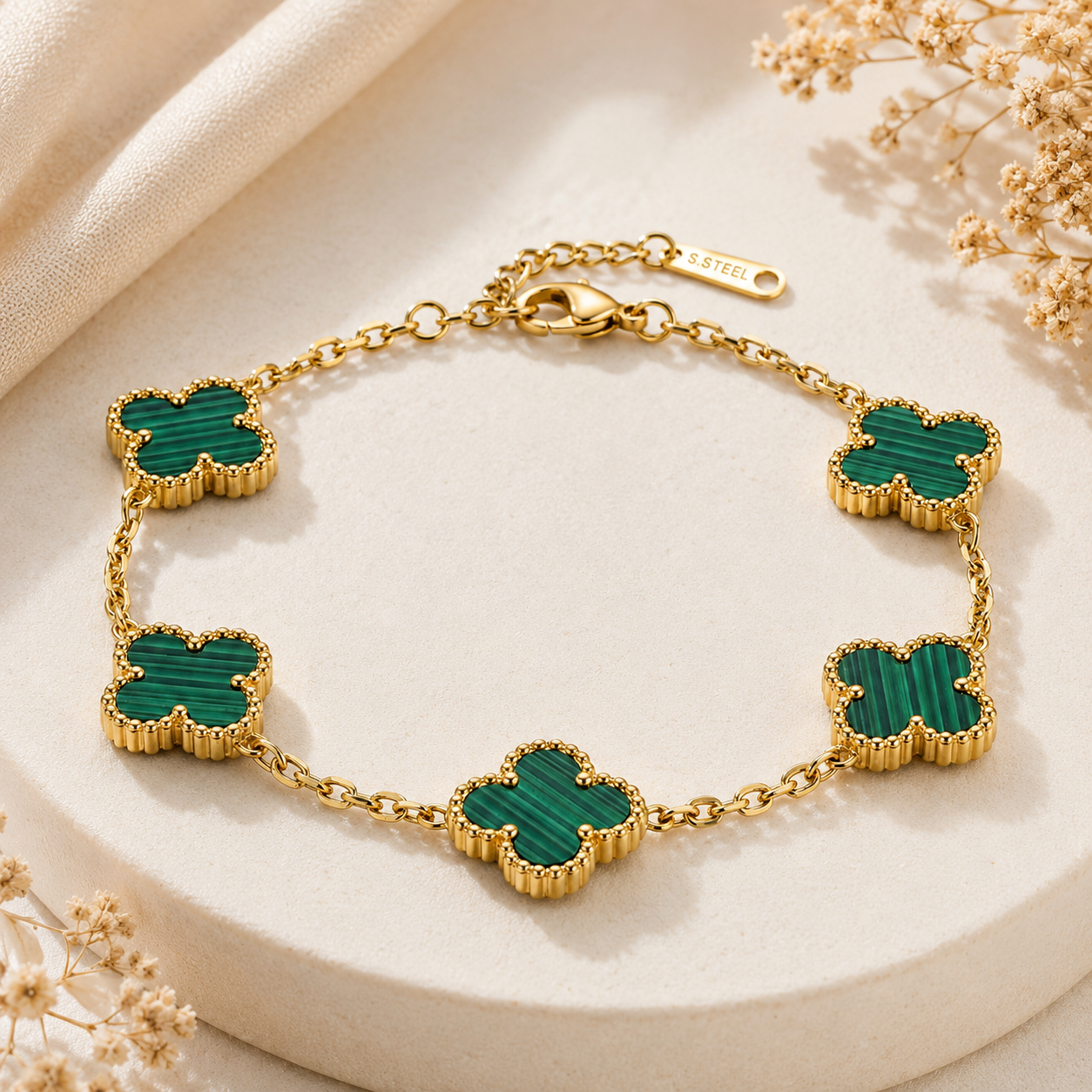 Green Clover Charm Bracelet
