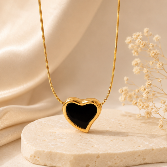 Black Heart Gold Necklace