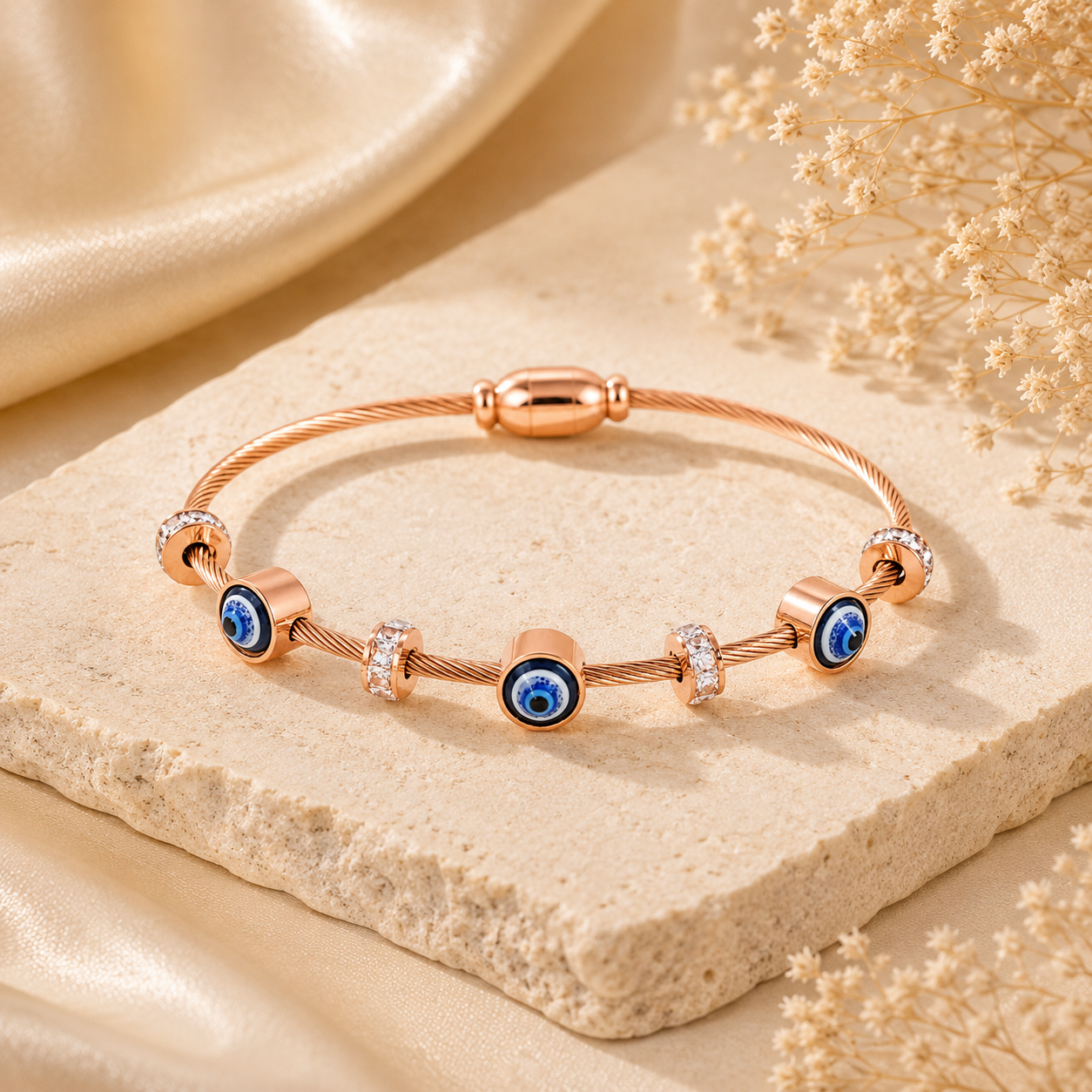 Rose Gold Evil Eye Bracelet