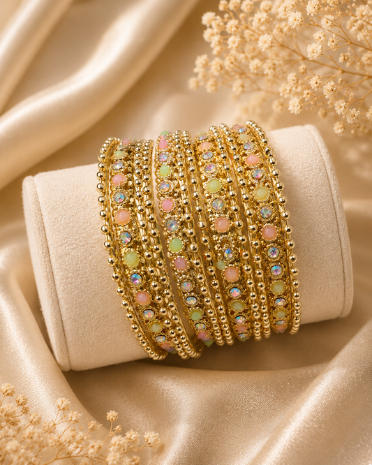 Multicolor Stone Bangle Set
