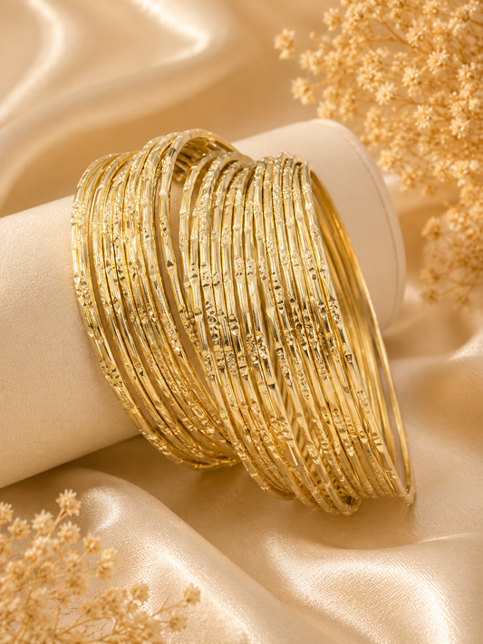 Two Tone Thin Bangle Set