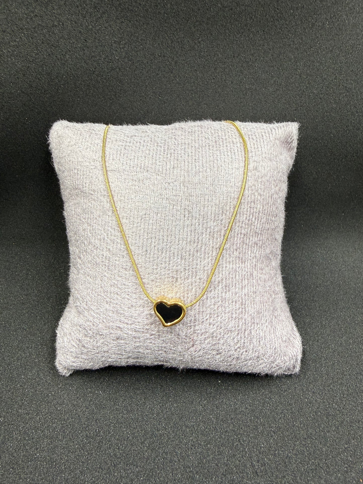 Black Heart Gold Necklace