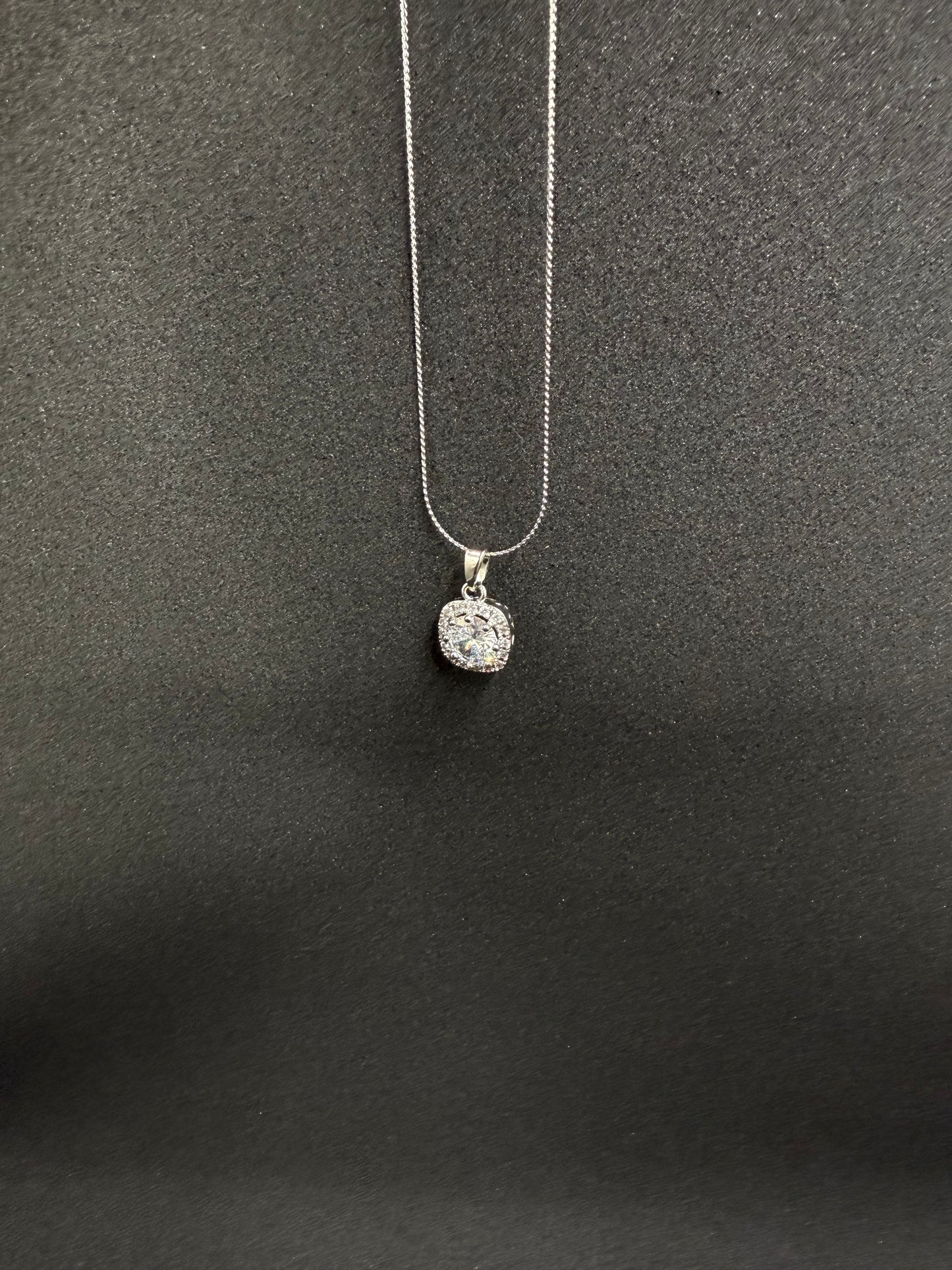 Silver Oval Crystal Pendant Necklace