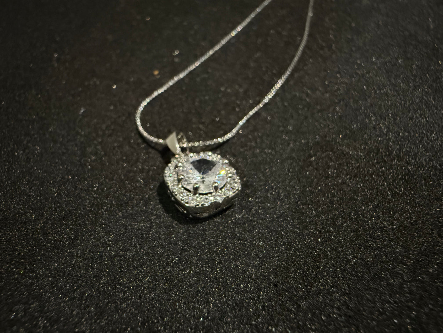 Silver Oval Crystal Pendant Necklace