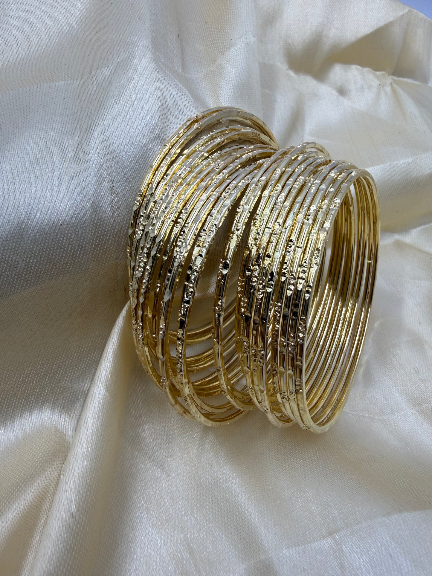 Two Tone Thin Bangle Set