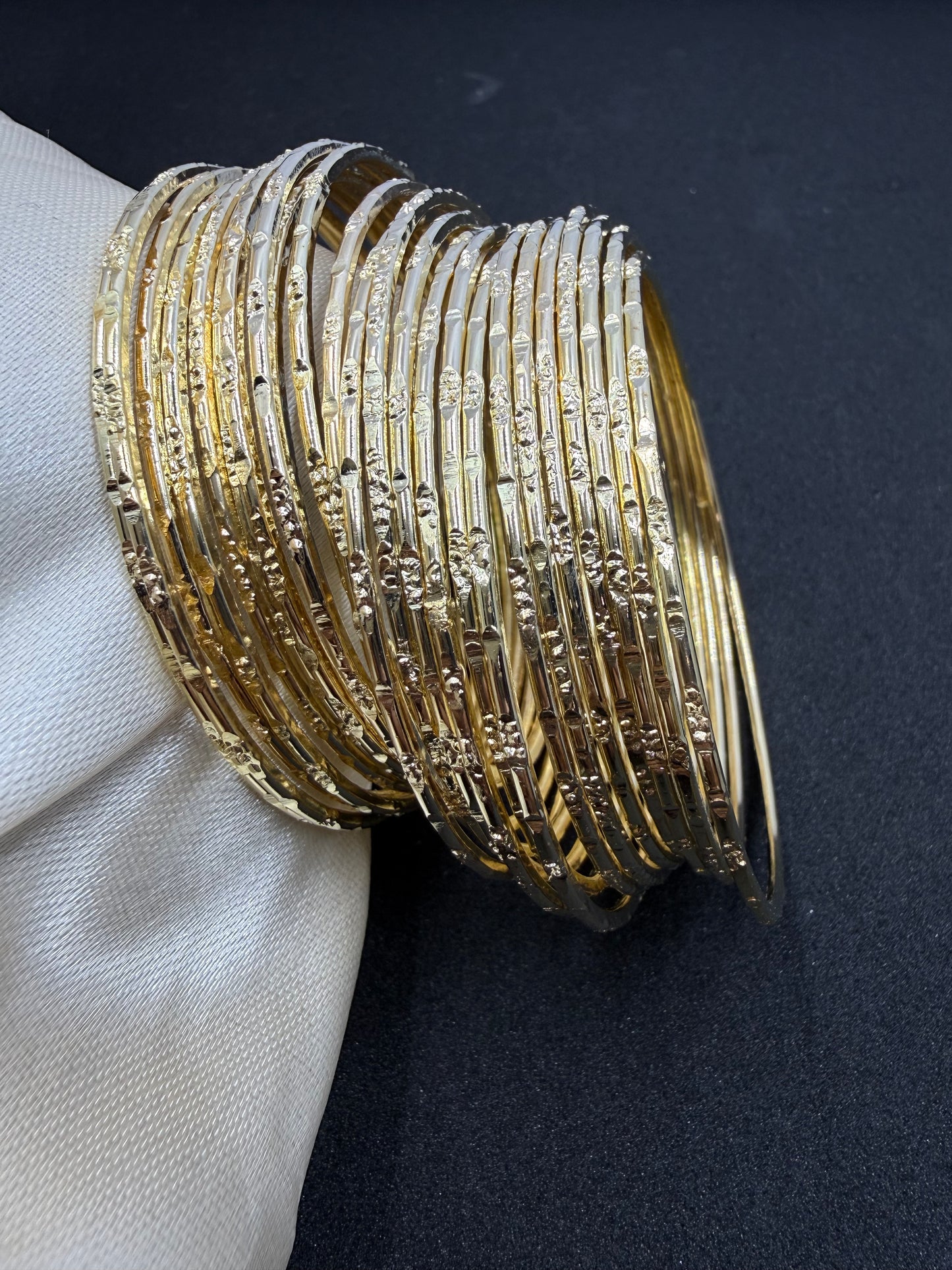 Two Tone Thin Bangle Set