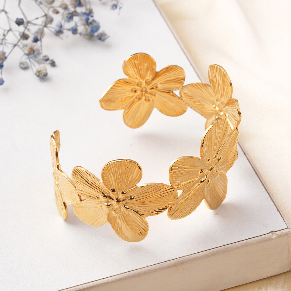 Gold Floral Cuff Bracelet