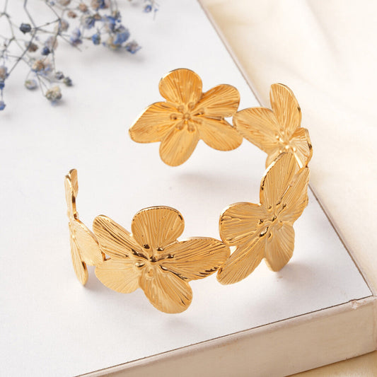 Gold Floral Cuff Bracelet