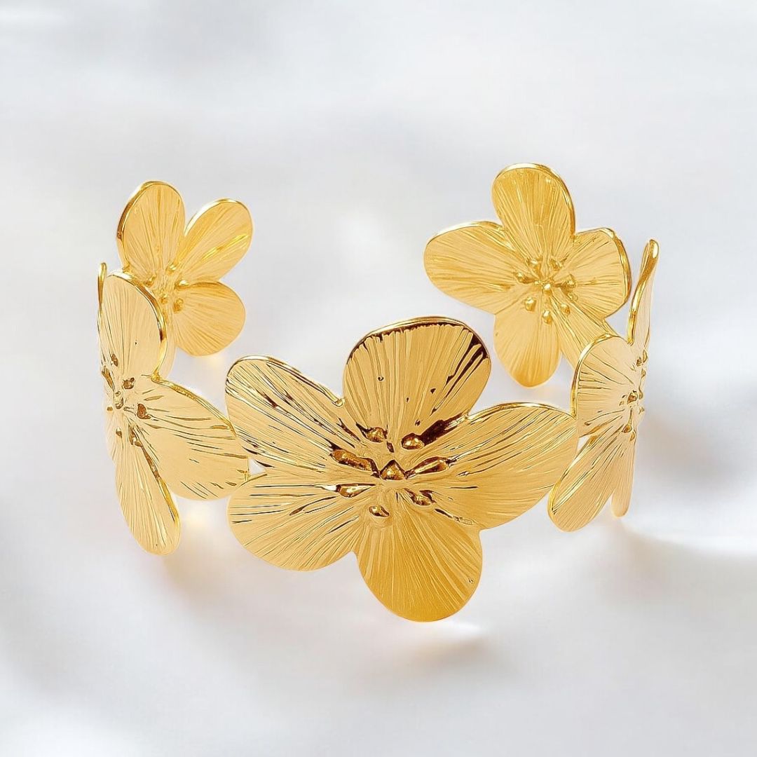 Gold Floral Cuff Bracelet